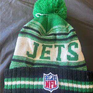 NFL Green and Black Jets Pom Beanie